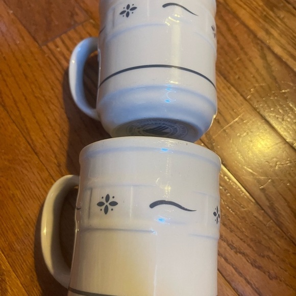 Set Of 2 Longaberger Pottery Woven Traditions Heritage Blue Coffee Mugs - Picture 2 of 5